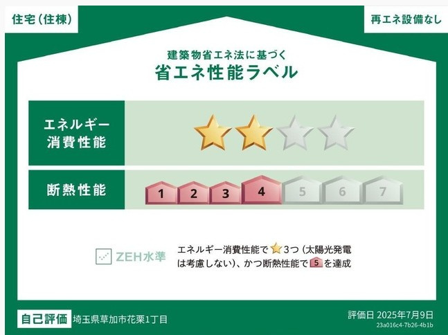 仮称）草加市花栗マンション新築工事の省エネ性能ラベル