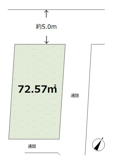 【土地図】 | 東久留米市南沢２丁目　売地 | 東側・南側も通路に面し、陽当たりと開放感に恵まれた売地