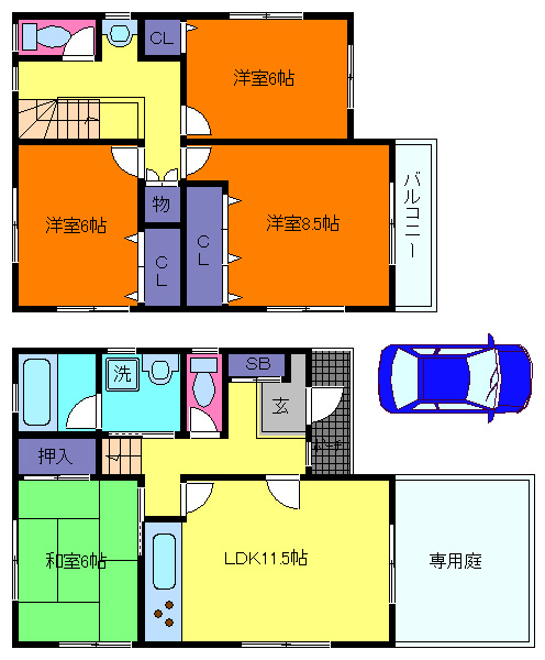 本山中町レンタルハウスの間取り