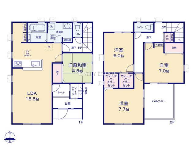 草加市稲荷4丁目 新築分譲住宅 の間取り