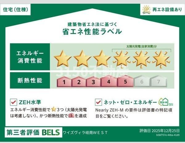 ワイズヴィラ岐南WESTの省エネ性能ラベル