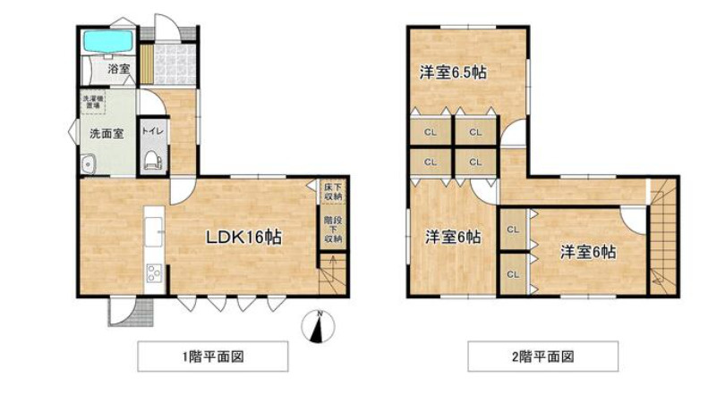 北九州市小倉北区 下富野４丁目　2階建 ３ＬＤＫの間取り|3LDK・オール電化・全室収納付・駐車場並列2台