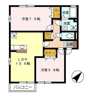 ベルデュール吉田　Ａ棟の間取り