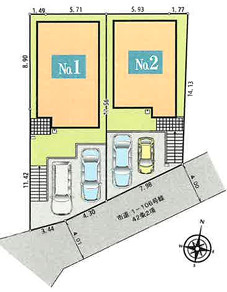 【仲介手数料無料】所沢市下安松　全２邸　No２　所沢市新築住宅は西武ハウジングの区画図
