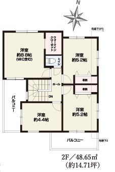 【仲介手数料無料】所沢市下安松２０期全２棟　2号棟　新築住宅なら西武ハウジングの間取り