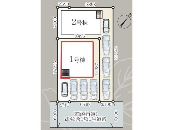 三佐第9-1号棟の区画図|全体区画図です。