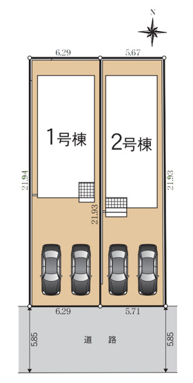 【区画図】 | 豊田市神池町２丁目1236-125『仲介料無料』新築戸建て | 2号棟