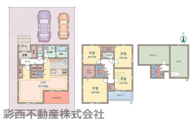 飯能市緑町　注文住宅のような新築戸建ての間取り|屋上バルコニーでお子様のプールや夜空を見ながら晩酌も楽しめます