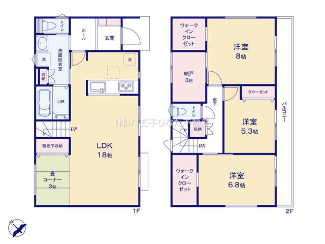 『八王子市新築戸建て』長房町771-132【仲介手数料無料】の間取り|仲介手数料無料~八王子ひなた不動産~八王子市長房町　新築戸建て