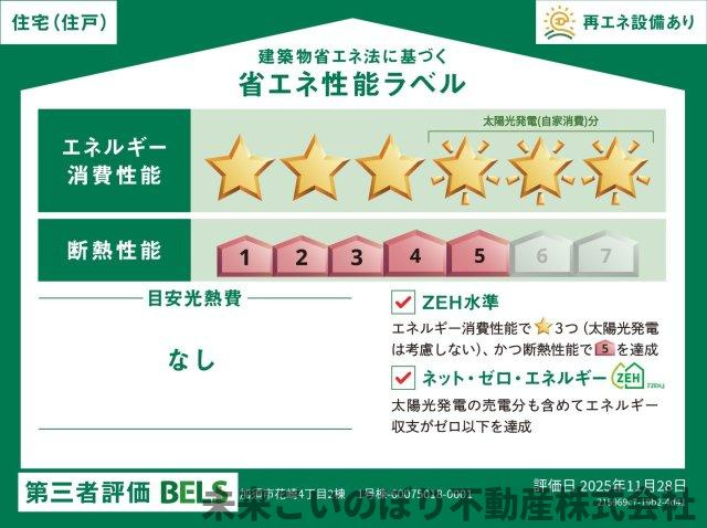 【省エネ性能ラベル】 | Blooming Garden加須市花崎4丁目1号棟 | 建築物省エネ法に基づく省エネ性能ラベル