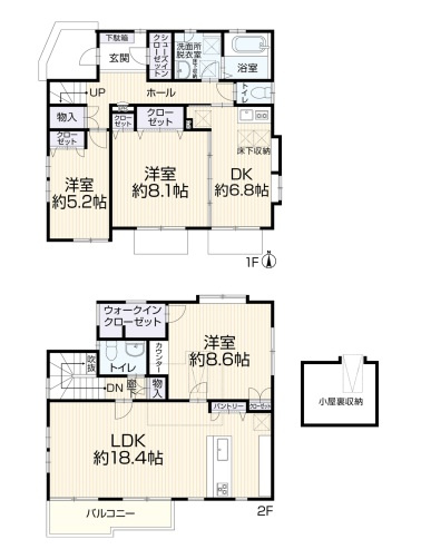 泉区岡津町の間取り|土地面積165.06m2、建物面積113.23m2 の３ＬＤＫ＋ＤＫのゆとりある間取りです。