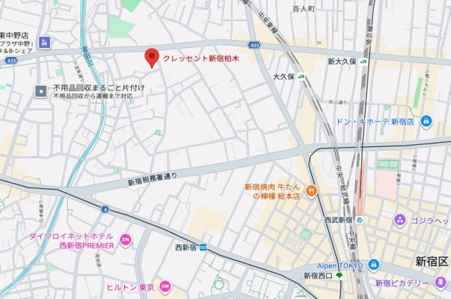 ★仲介手数料無料★クレッセント新宿柏木（新規リノベーション工事中）の地図