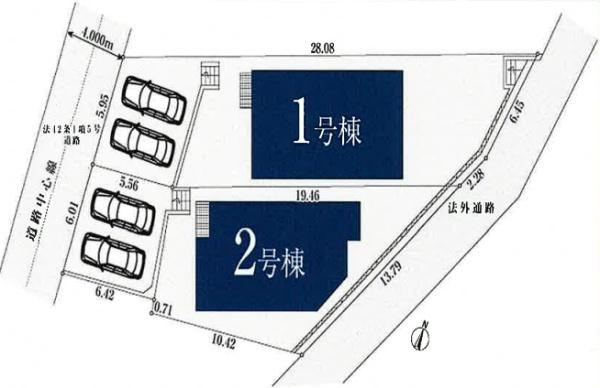 横浜市港北区篠原東２丁目の新築一戸建の区画図|閑静な住宅地にございます！
是非現地へお越しください！