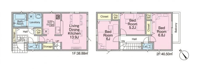 【間取り】 | 和光市下新倉4丁目　新築一戸建住宅　全2棟　（成増店） | ご家族との距離が近くなるリビングイン階段の間取り
※図面を基に作成しています。現況と異なる場合は現況を優先いたします。