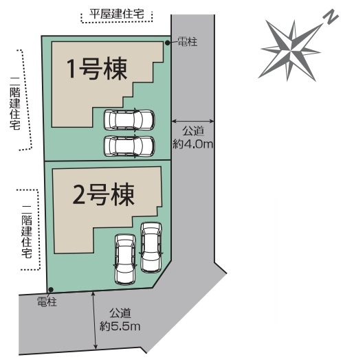 鴻巣市吹上本町2丁目　新築一戸建て　ブルーミングガーデン　02の区画図|2号棟