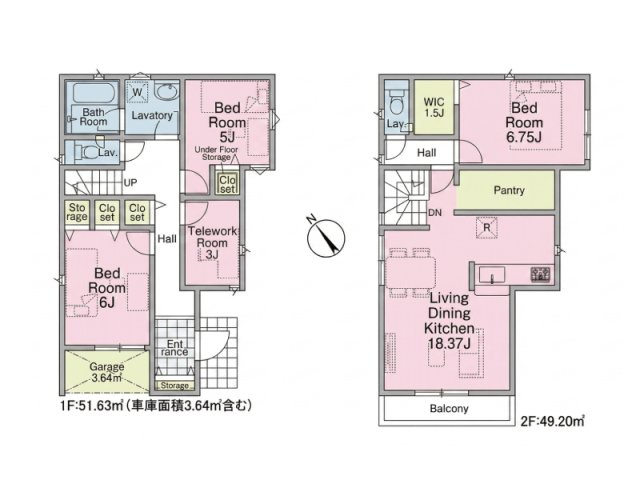 【間取り】 | 和光市下新倉4丁目　新築一戸建住宅　全2棟　（成増店） | 在宅ワークや趣味スペースにも便利なテレワークルーム付きの間取り
※図面を基に作成しています。現況と異なる場合は現況を優先いたします。