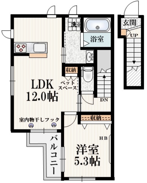 グロワールメゾンＫの間取り|★1フロア2部屋★　★南向きで陽当り良好です★