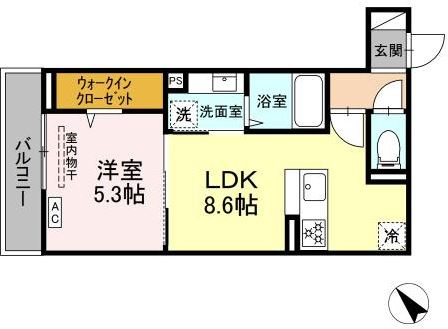 D Paina 千年新町の間取り|ペット飼育相談可能♪（小型犬または猫1匹）