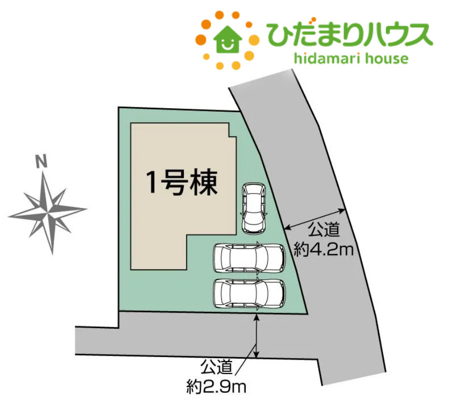 熊谷市円光2丁目　新築一戸建て　ブルーミングガーデン　01の区画図