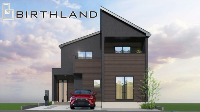 新築戸建・新築建売　福島市南沢又字下台　清水小・清水中の外観パース|完成予想図　正面アングル