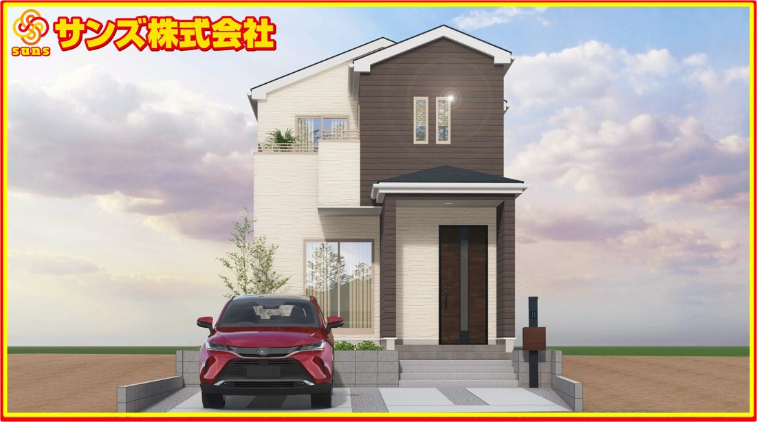 郡山市喜久田町字双又　　　４号棟　　　富田小学校、富田中学区の外観パース|南東側から見た外観ＣＧパース♪