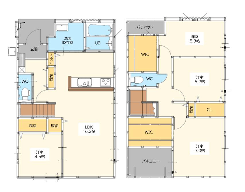 佐賀市若楠3丁目2期　1号棟の間取り