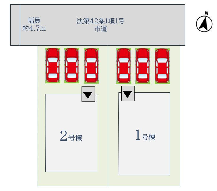 佐賀市若楠3丁目2期　2号棟の区画図