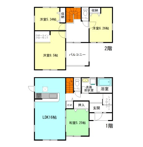 【間取り】 | リーブルガーデン.S高崎市箕郷町西明屋ー② | 玄関には嬉しいシューズインクローク完備！
2階ホールから直接アクセスできるインナーバルコニー！