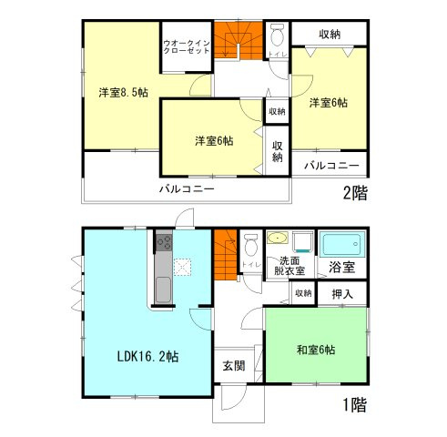 【間取り】 | リーブルガーデン.S高崎市箕郷町西明屋ー① | 全居室6帖以上＋暖かな南向き間取り！