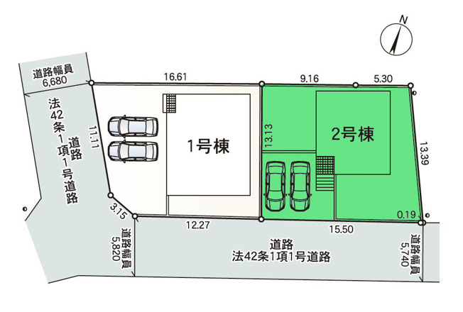 【区画図】 | クレイドルガーデン高崎市足門町第9ー② | 南道路に面した敷地面積60坪！