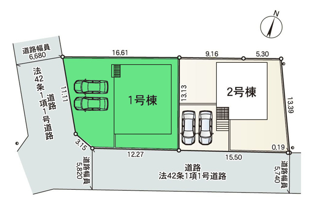 【区画図】 | クレイドルガーデン高崎市足門町第9ー① | 開放的な南西角地！敷地面積60坪！