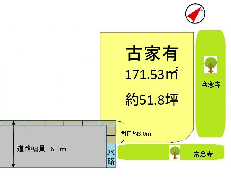 野洲市永原　建築条件無し売土地の土地図
