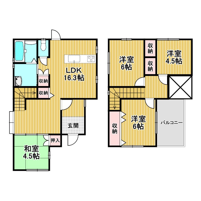 中古戸建)八女市本村の間取り