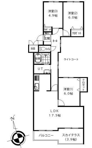 メゾンドルチェ北野の間取り