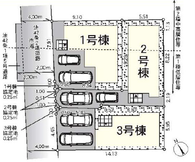 【区画図】 | 調布市柴崎2丁目　新築戸建　全3棟
