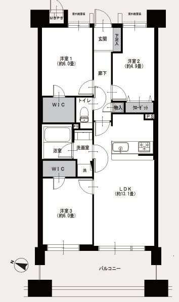 ライオンズプラザ平塚見附町の間取り