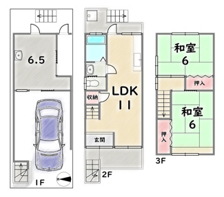 【その他】 | 右京区太秦馬塚町　建築条件なし | 《現況間取り》延床面積：77.76平米（1F:25.92平米　2F:25.92平米　3F:25.92平米）　木造一部鉄骨造　1973年10月築