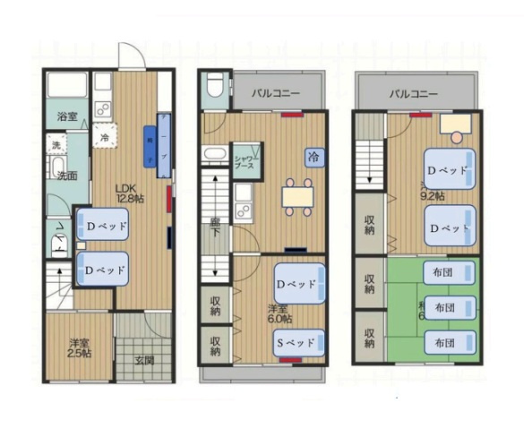 生野区鶴橋　民泊戸建の間取り