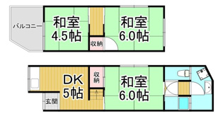 尼崎市浜3丁目戸建の間取り