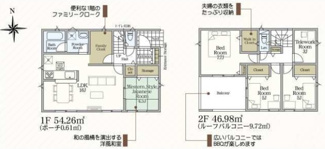 【間取り】 | 秦野市東田原  4号棟 第11 | 4LDK+テレワークルーム　防犯カメラ（利用時WiFi接続必要）　インナーバルコニー　ピッキング対策付玄関ドア　浴室乾燥機+窓　全居室収納（WIC1箇所）　LDK16帖+和室4.5帖　全室南面に窓