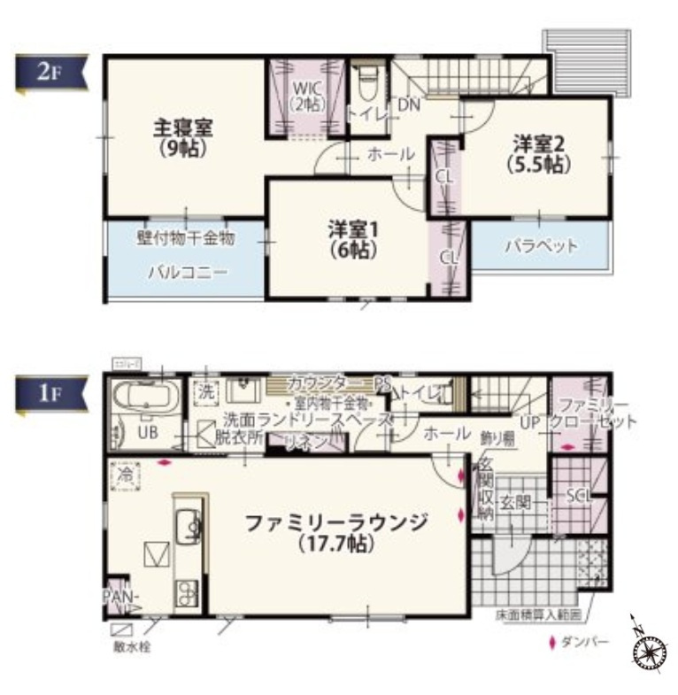 筑西市乙　第１期　全2邸の間取り|〇3LDK〇
広々LDK17.7帖！
ランドリースペース付き♪