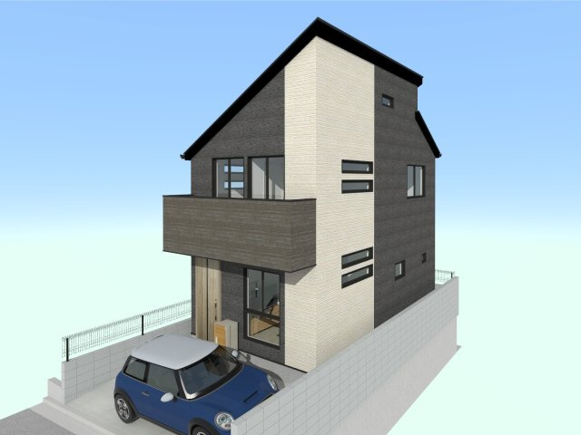 横川町houseの外観パース