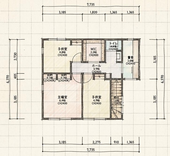 横浜市青葉区大場町土地　区画２の参考プラン|参考プラン２階　２階面積44.93㎡
プランニングお気軽にご相談下さい。