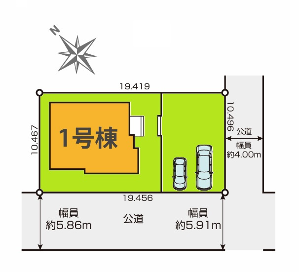 TERRACE　ひたちなか市稲田　1期 　限定1棟！の前面道路含む現地写真|南側道路で日当たり良好、並列駐車可能です。気になる他の物件と合わせての現地ご案内も可能です。HPから、またお電話でも、お気軽にお問い合わせください。

