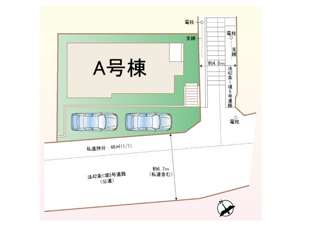 笹野台新築戸建　長期優良住宅　駐車２台可能の区画図