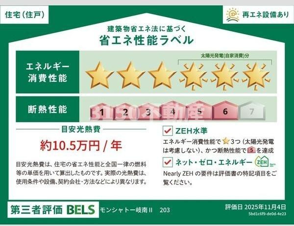 モンシャトー岐南Ⅱの省エネ性能ラベル