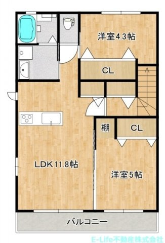 熊本市東区八反田３丁目のアパートの間取り