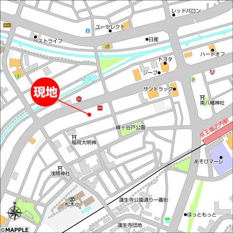 京王堀之内駅から平坦な道のり徒歩8分