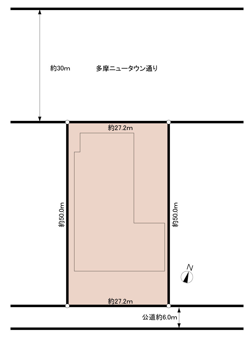 南北両面道路に面する立地