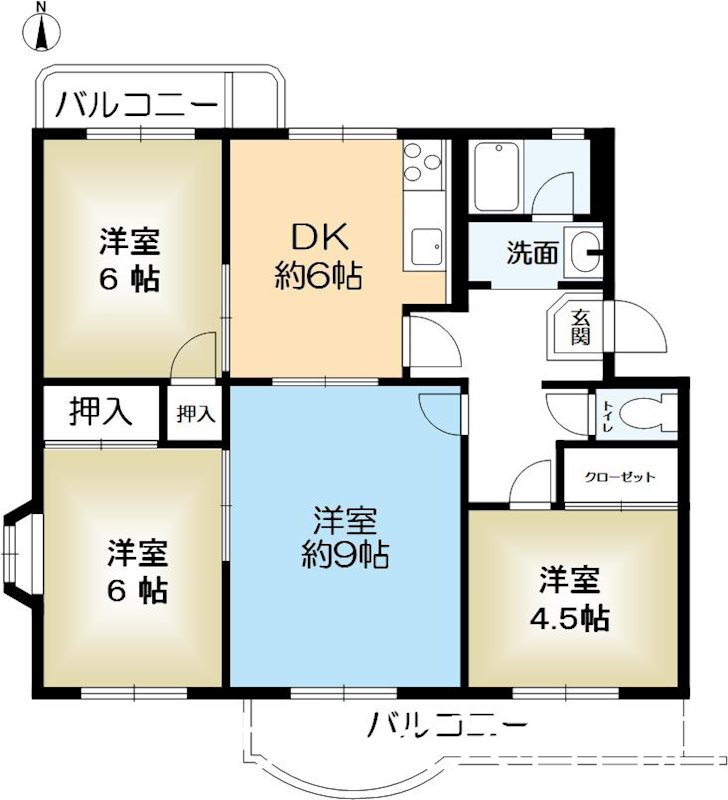 名谷15団地68号棟の間取り